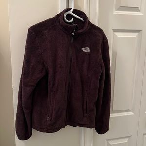 Women’s The North Face Jacket M Fleece Cozy Sweatshirt Jacket Zipped plum color